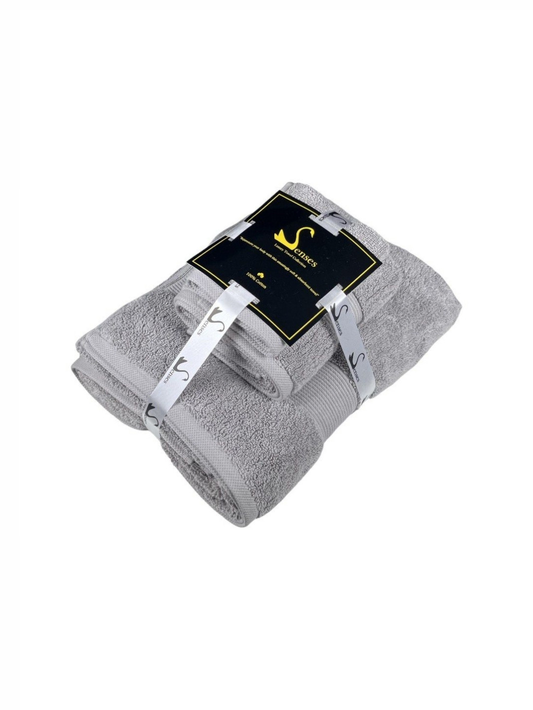 SENSES Silver-Toned 3 Pieces Cotton 703 GSM Bath Towels