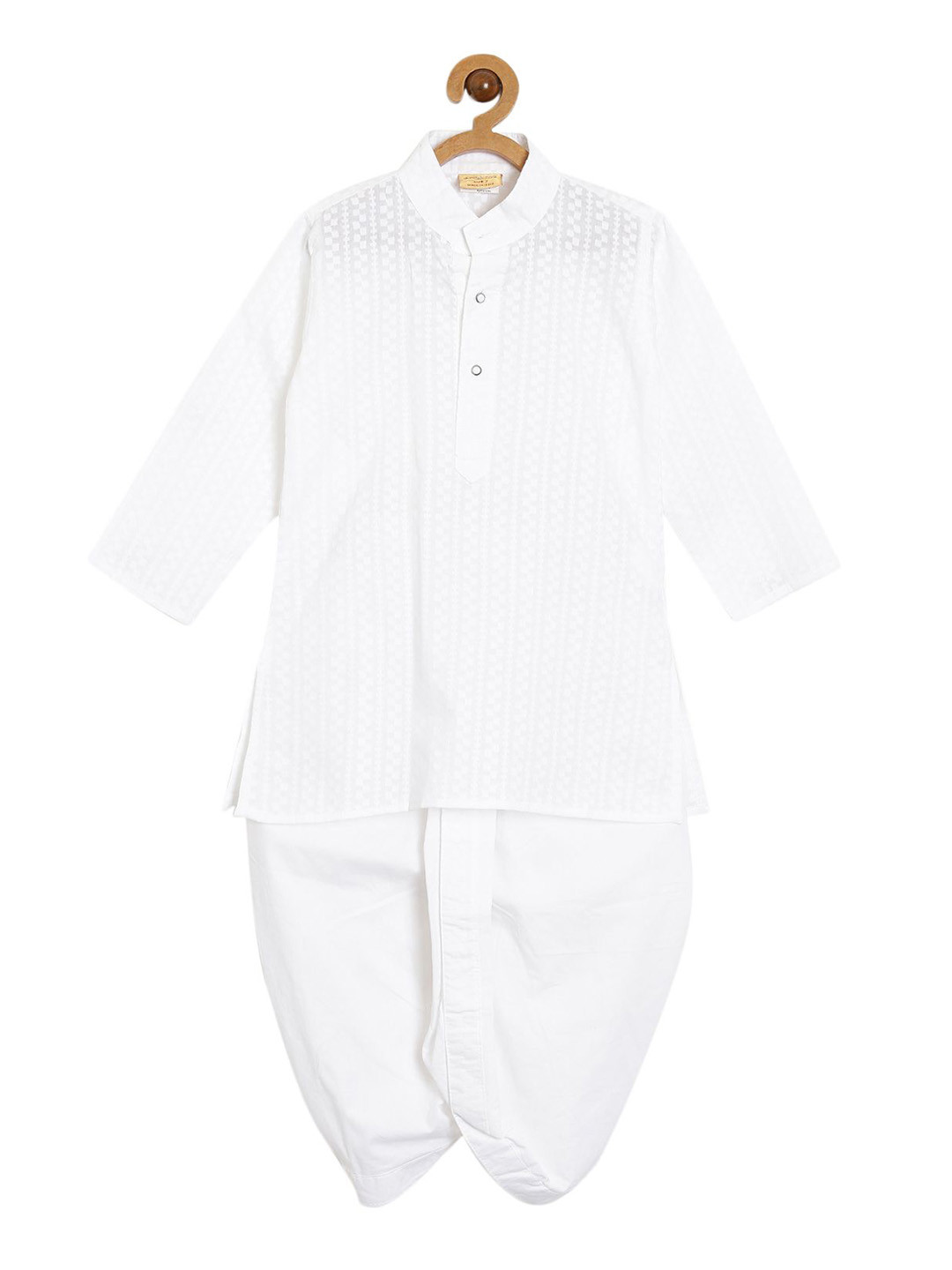 NIRVAAN Boys Band Collar Pure Cotton Straight Kurta with Pyjamas