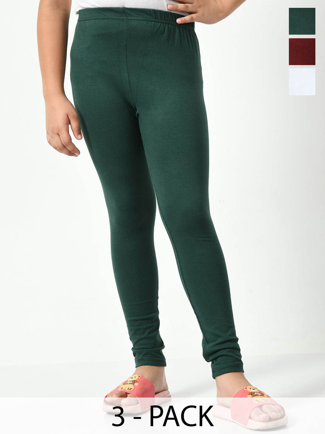 KAYU Girls Pack Of 3 Ankle-Length Slip-On Lenggings