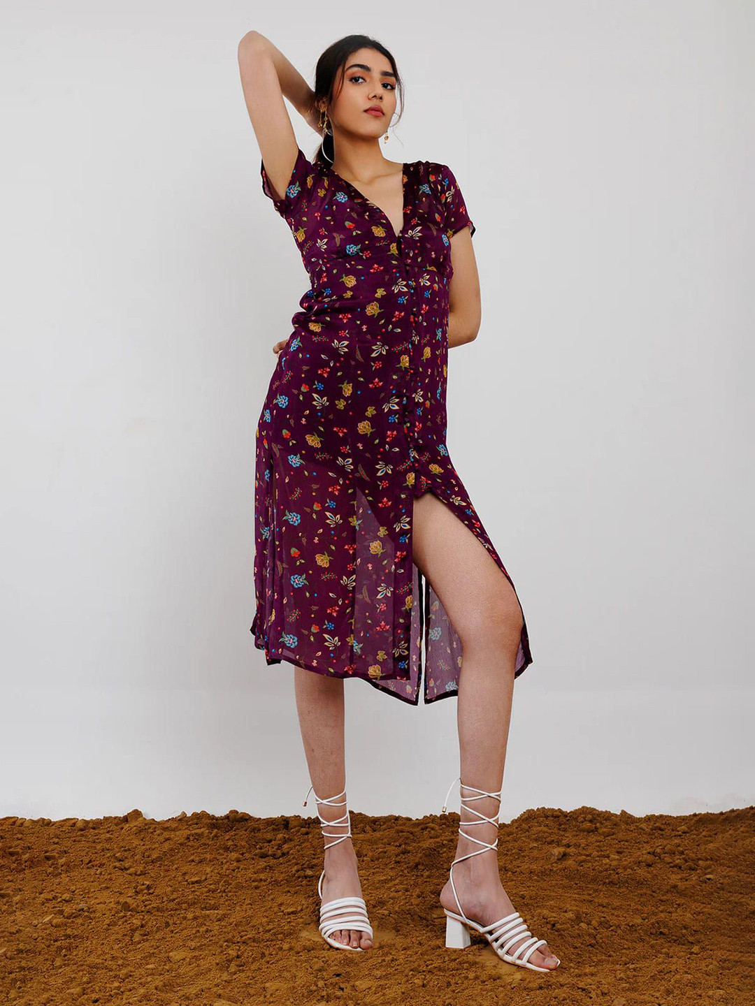 Anasi Clothing Women Floral Printed A-Line Knee Length Dress