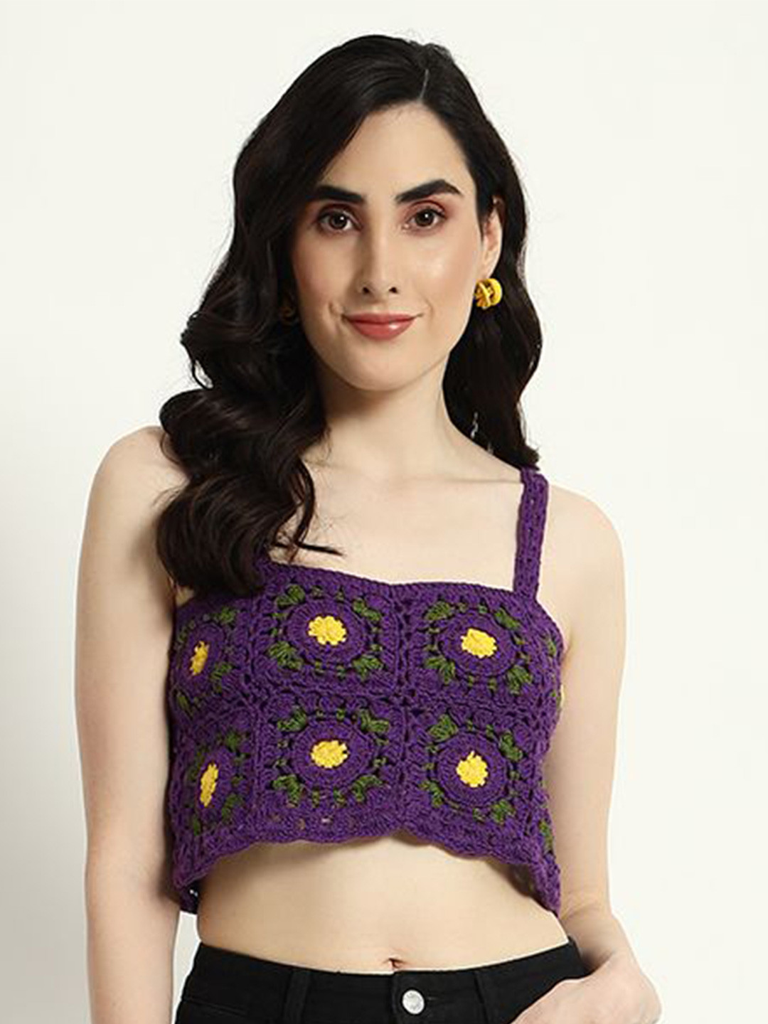 Sugercandy Women Floral Square Neck Crop Top