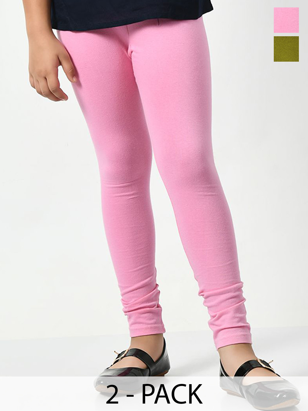 KAYU kids Girls Pack Of 2 Ankle-Length Leggings