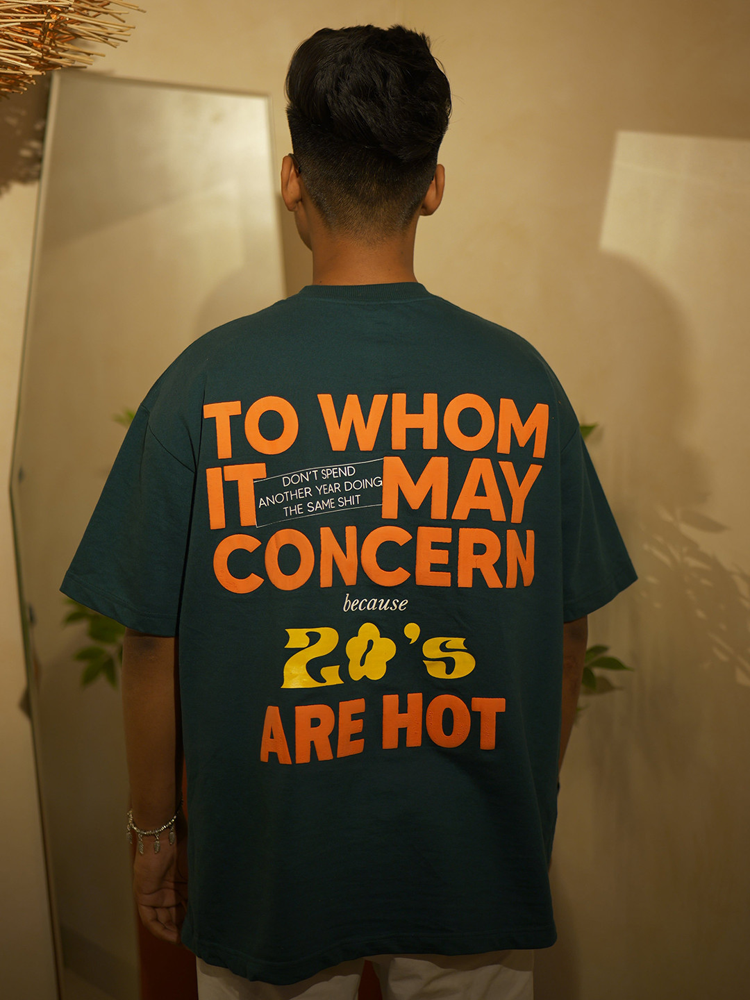 BUNKODE Men Typography Printed Round Neck Cotton Oversized T-shirt