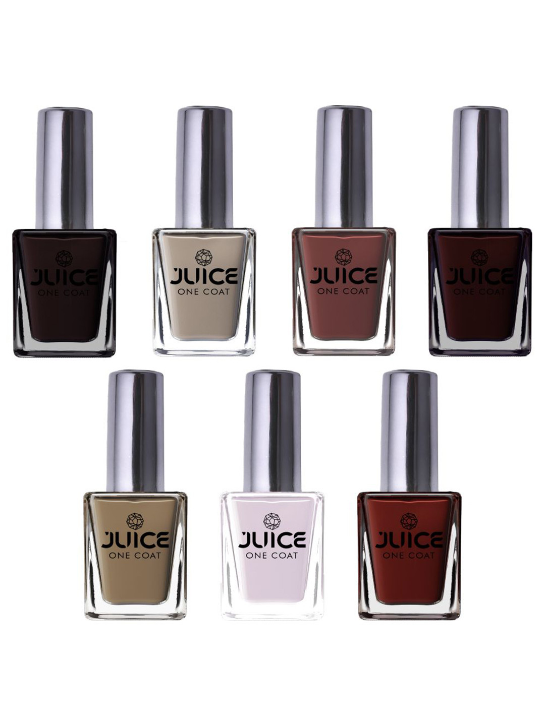JUICE One Coat Set Of 7 Long-Wearing & Quick Dry Glossy Nail Polish - 11 ml Each