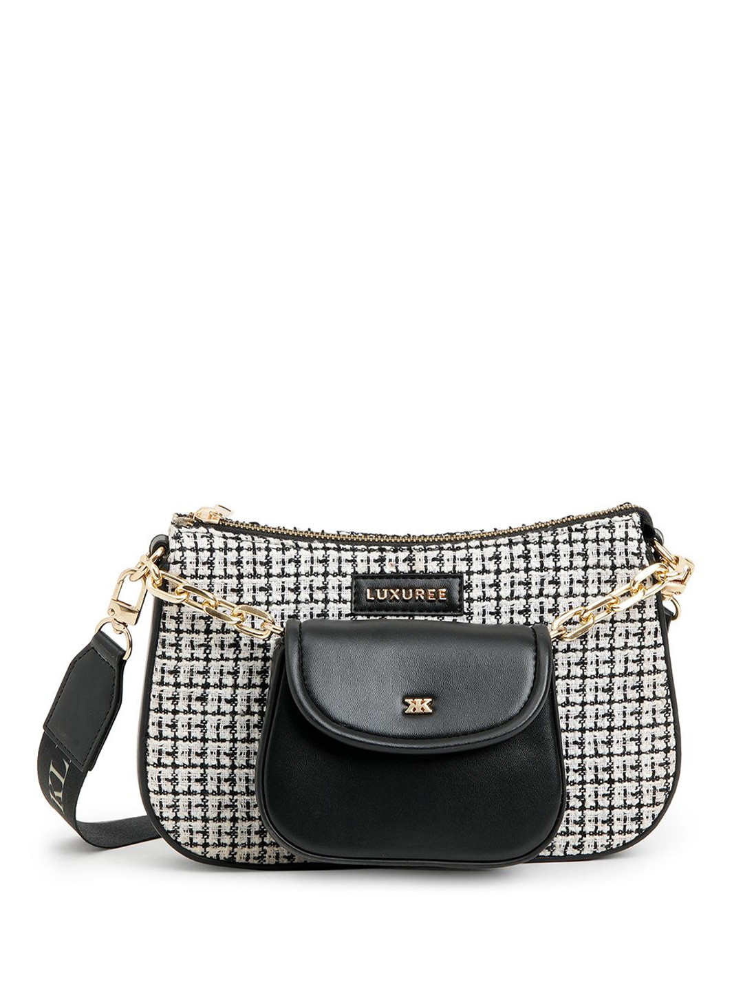 KLEIO Women Checked Shoulder Bag Comes With Mini Bag