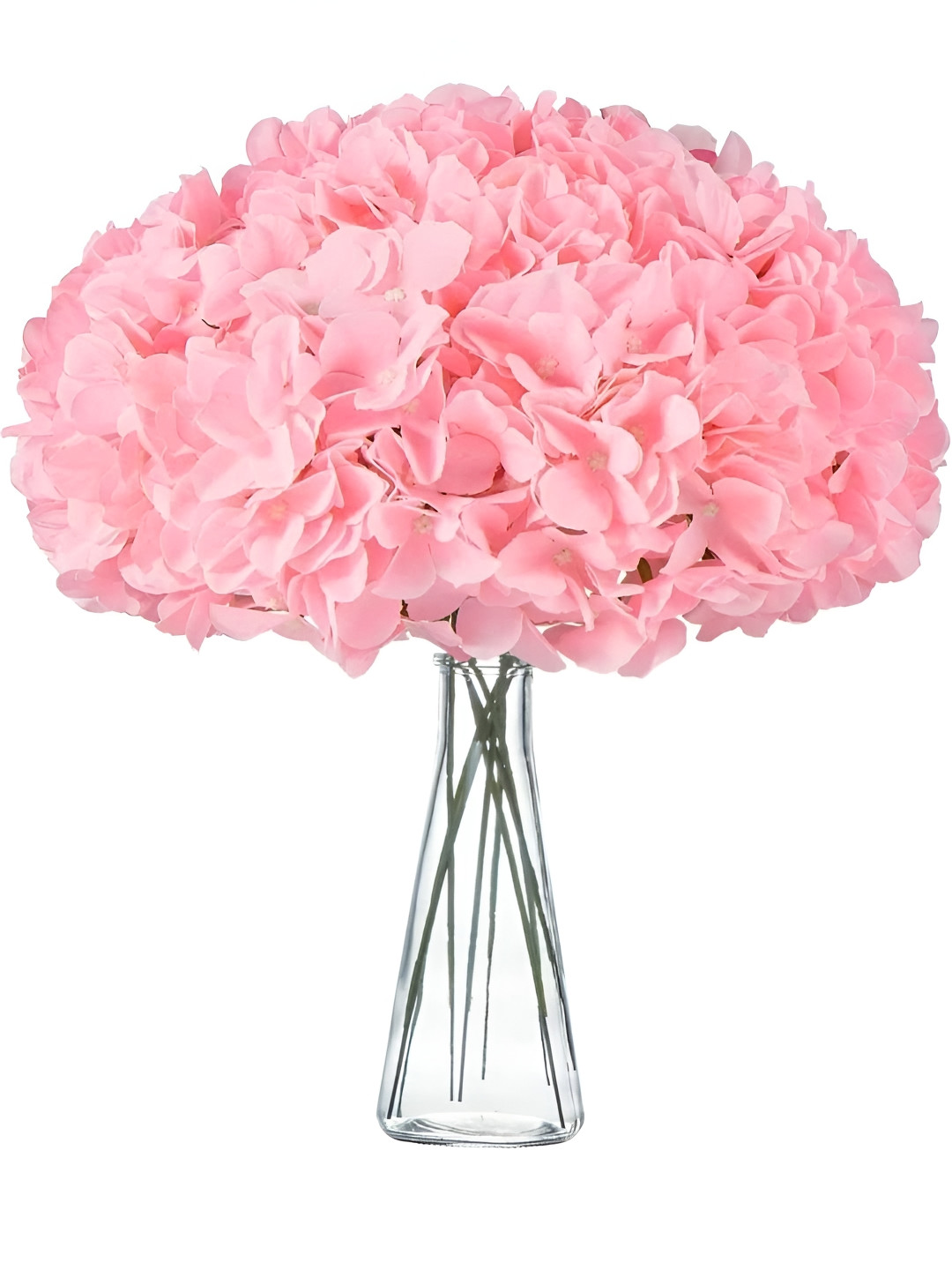 VRB DECOR Pink 10 Pieces Hydrangea Silk Artificial Flower
