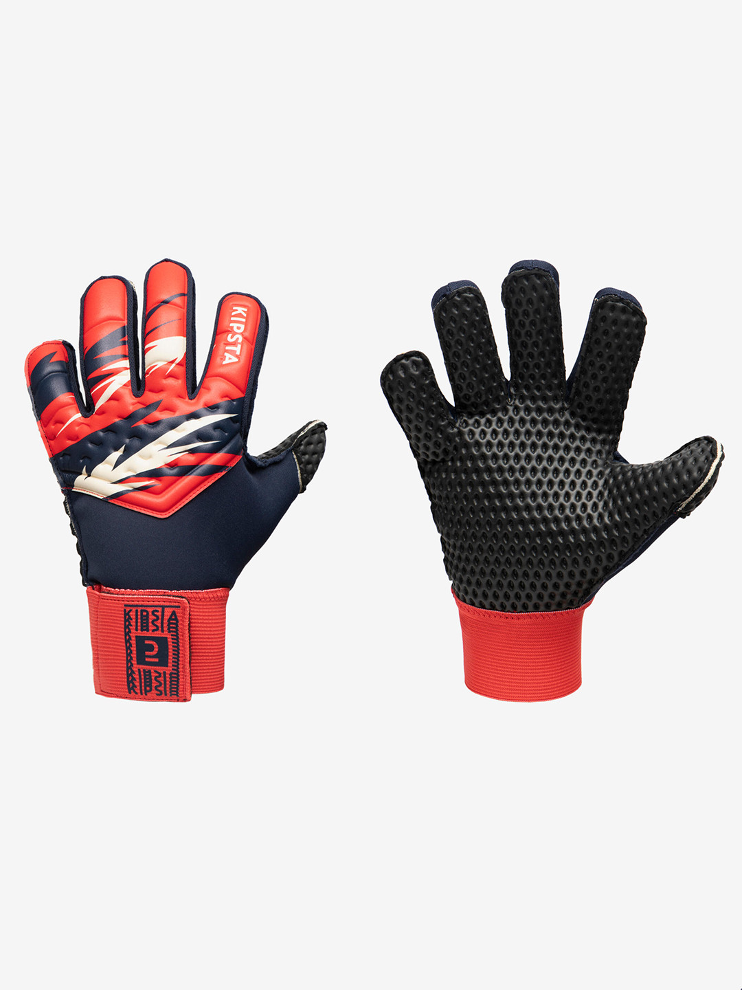 Decathlon KIPSTA Kids Red & Black Super Resist Goalkeeping Football Gloves