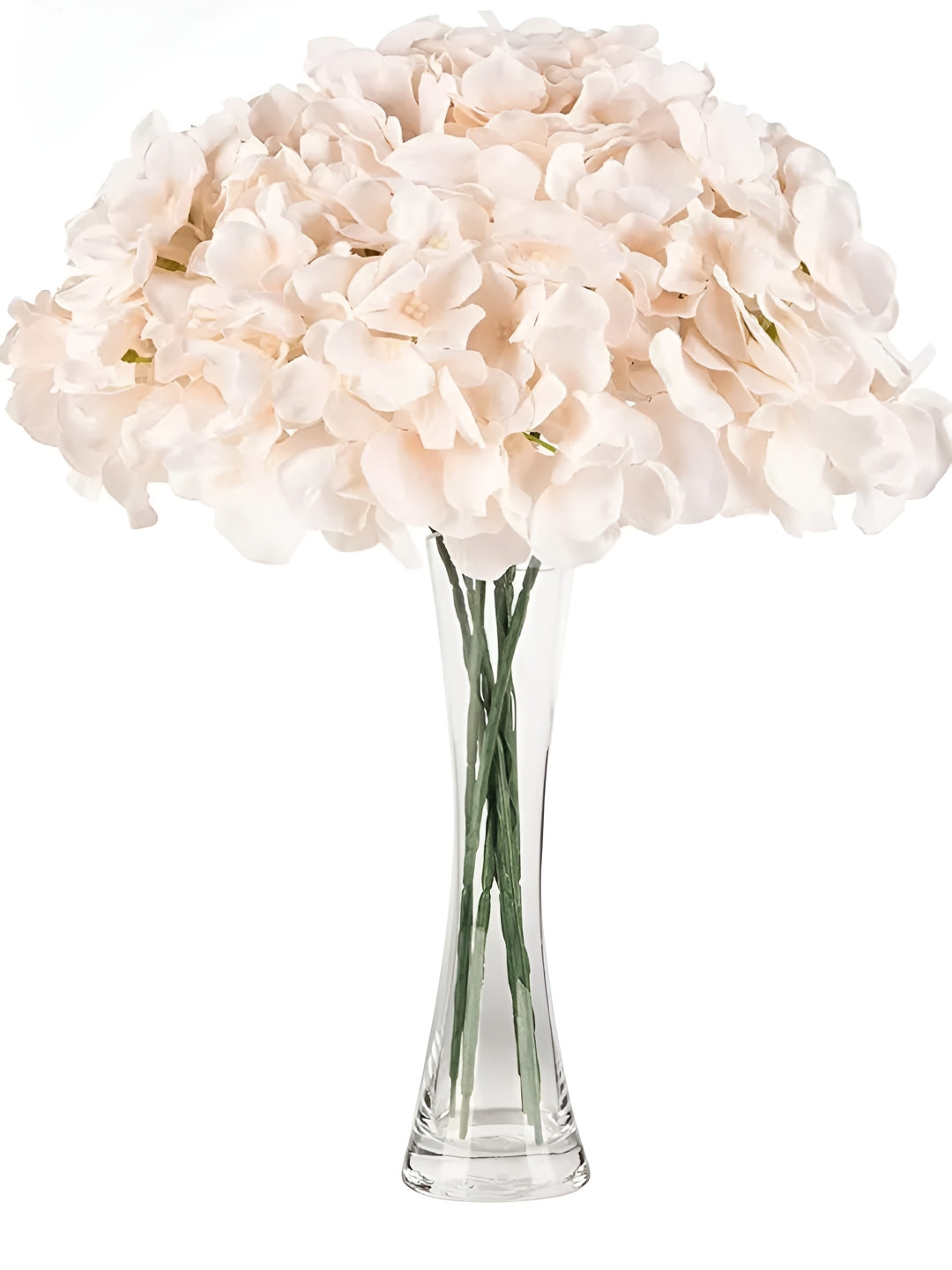 VRB DECOR Peach-Coloured & Green 10 Pieces Hydrangea Silk Artificial Flower