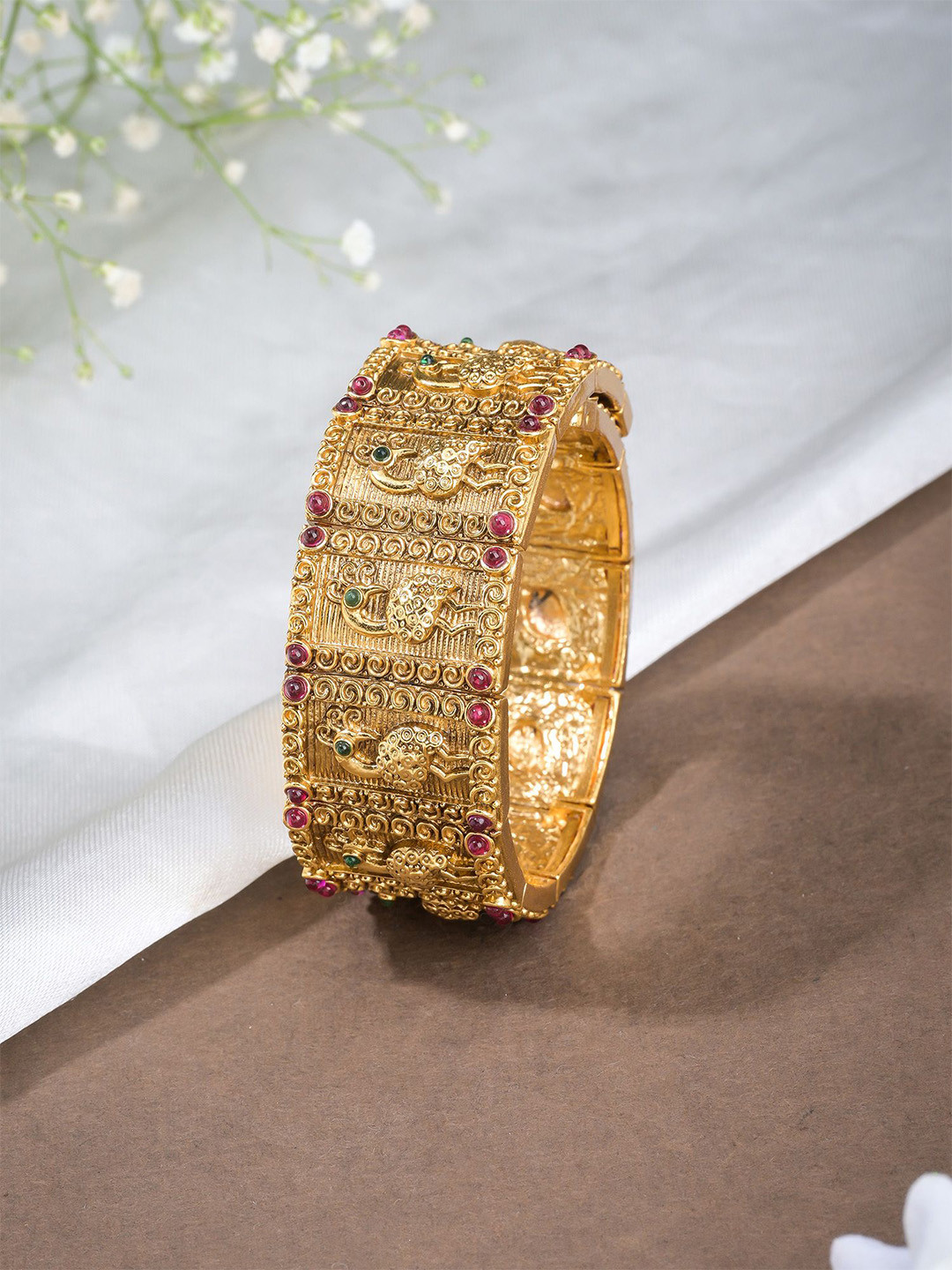 Designbox Gold Plated Antique Bangle-Style Bracelet