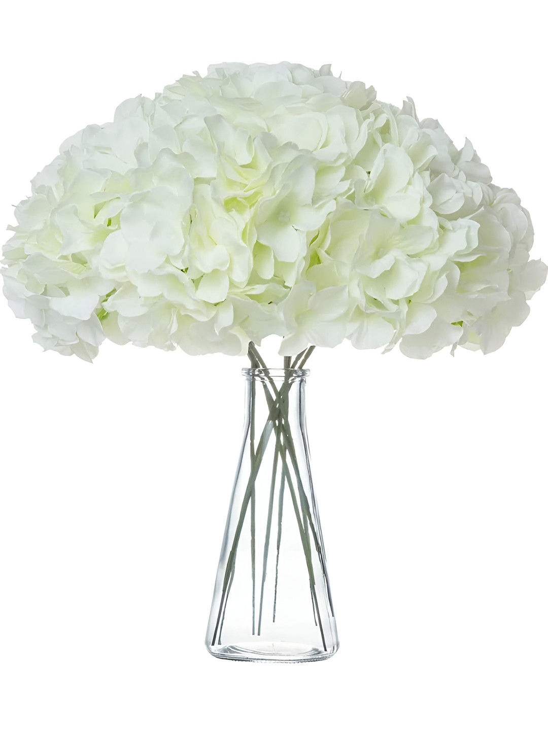 VRB DECOR White 10 Pieces Hydrangea Artificial Flowers