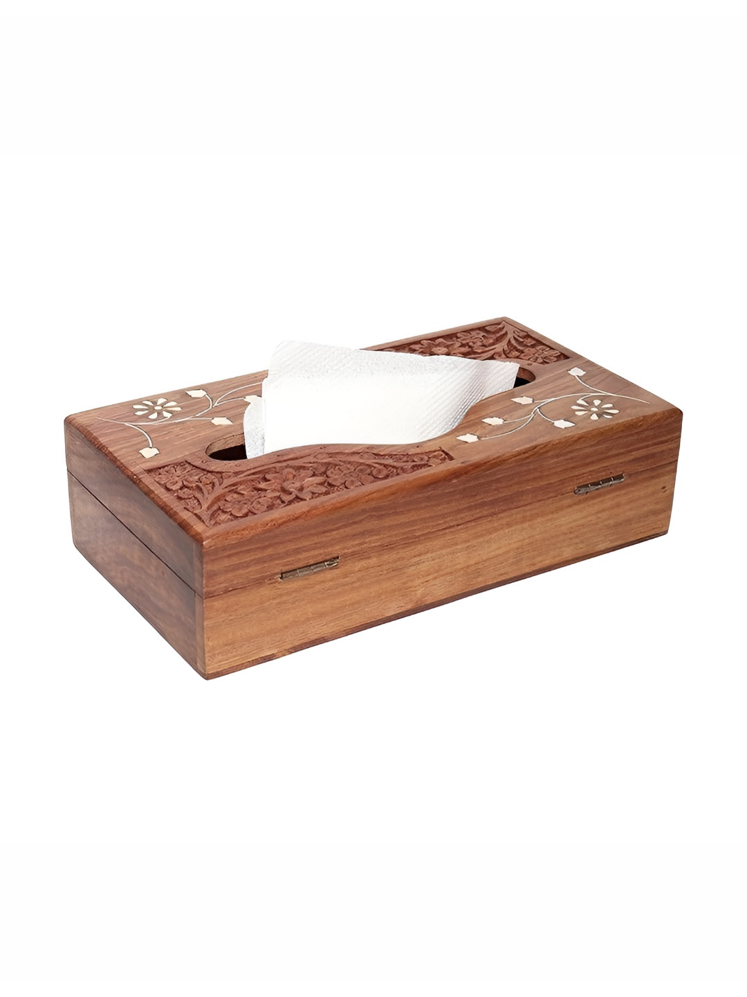 natureCRAFTS Brown Carved Rectangle Shaped Tissue Holders