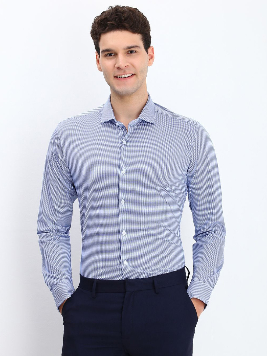 Allen Solly Sport Men Sharp Slim Fit Micro Checks Formal Shirt