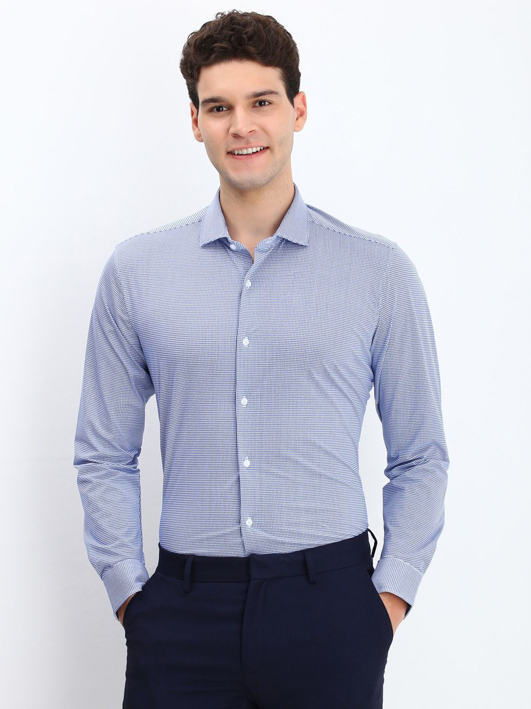 Allen Solly Sport Men Sharp Slim Fit Micro Checks Formal Shirt