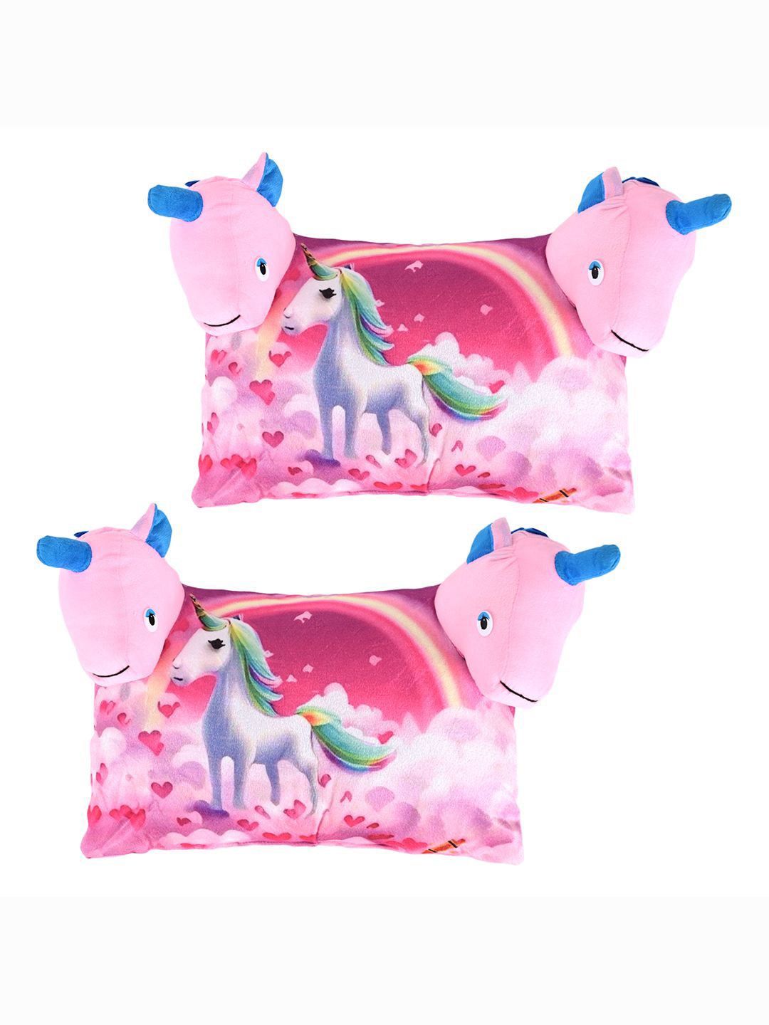 Kuber Industries Pink Cartoon Characters Cotton Ultra Soft Set of 2 Ultra Soft Cotton Baby Pillow-10 x 30 x 45 cm