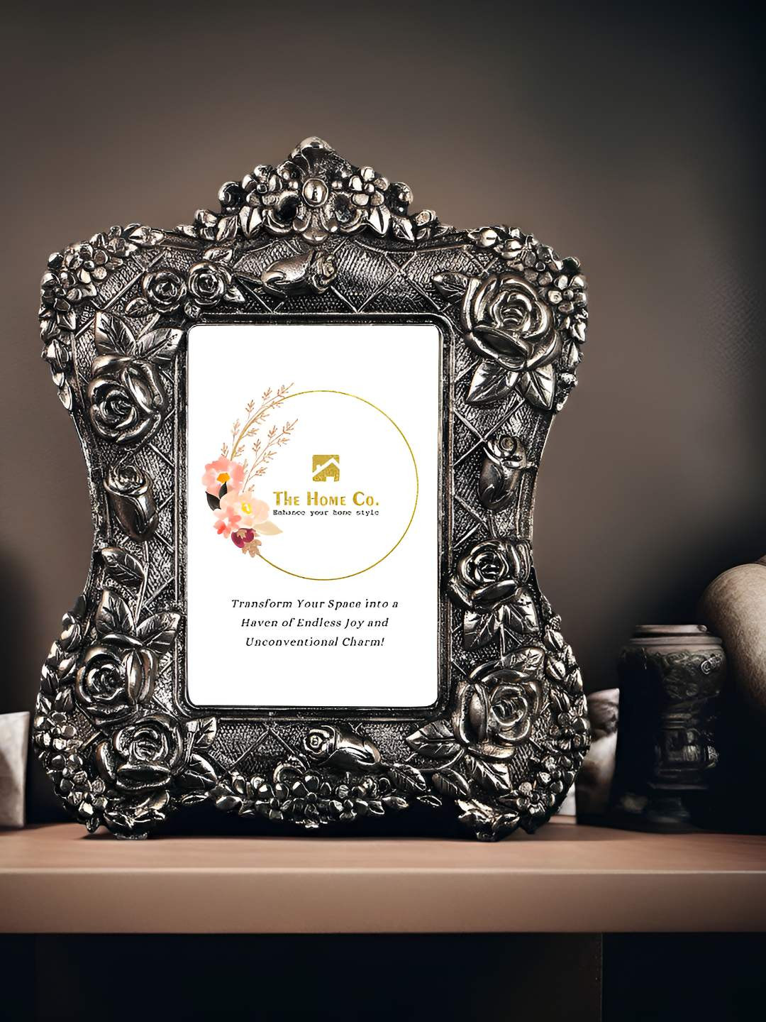 THE HOME CO. Silver-Toned Metal Wall Photo Frame