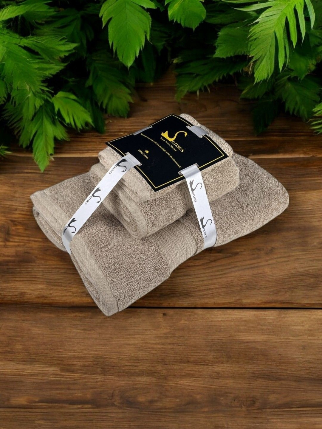 SENSES Brown 3 Pieces Cotton 804 GSM Bath Towels