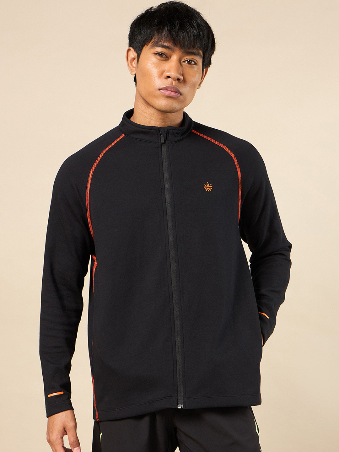 CULT Men Mock Collar Solid Cotton Sports Sporty Jacket