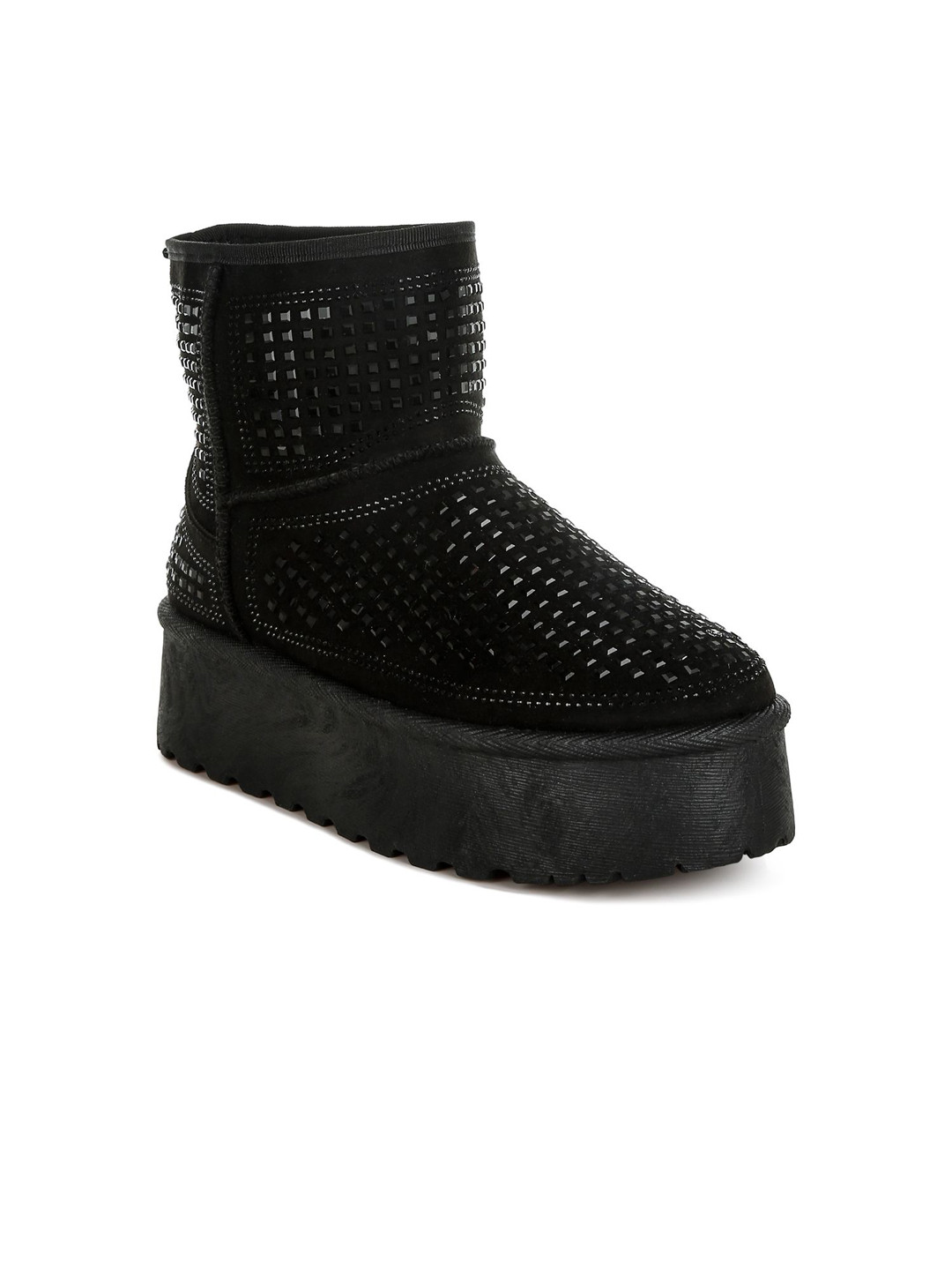 London Rag Women Chunky Rhinestones Ankle Boots