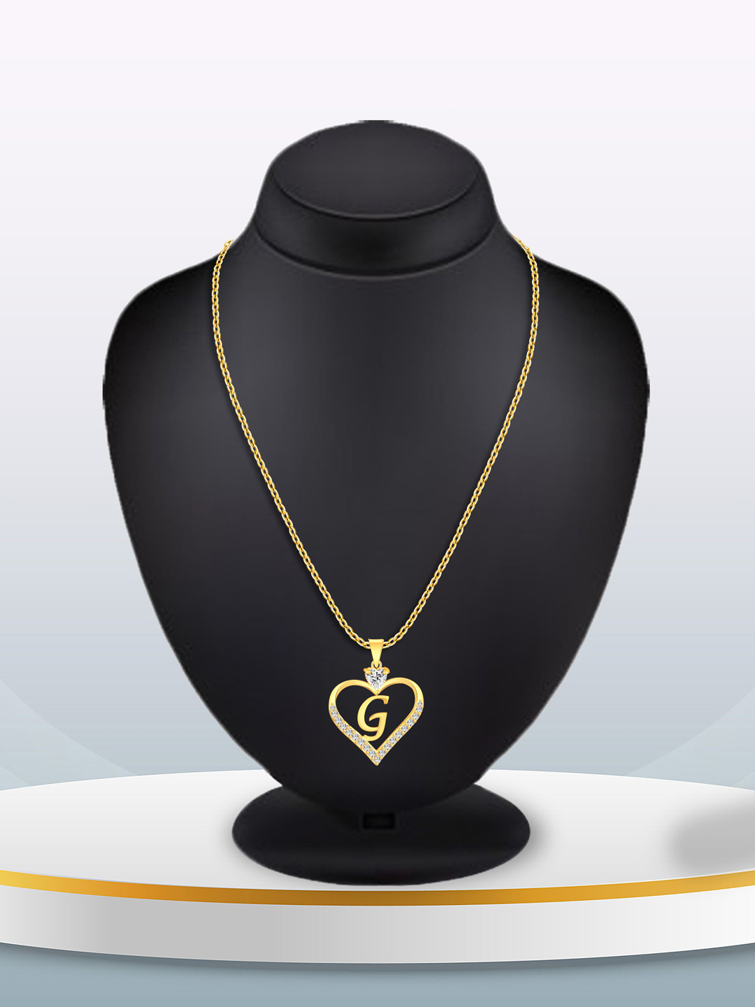 Heer Collection Gold -Plated Cubic Zirconia Heart Shape Alphabet G Pendants with Chains