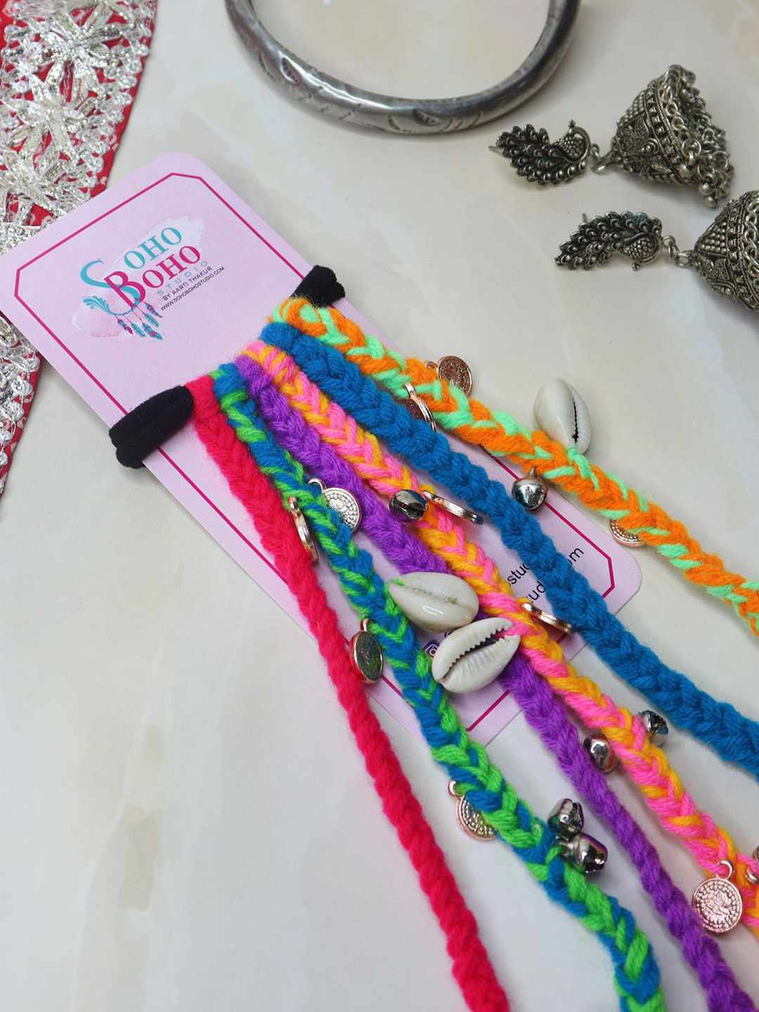 Soho Boho Studio Women Banjara Tassel Hair Tie Ponytail Holders