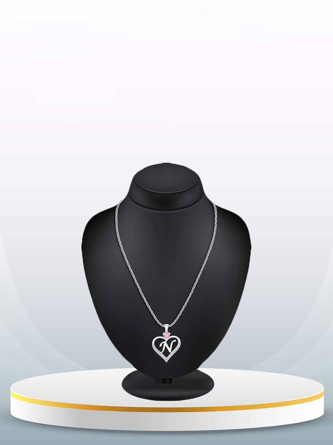 Heer Collection Silver-Plated Stainless Steel Cubic Zirconia Antique Pendants with Chain