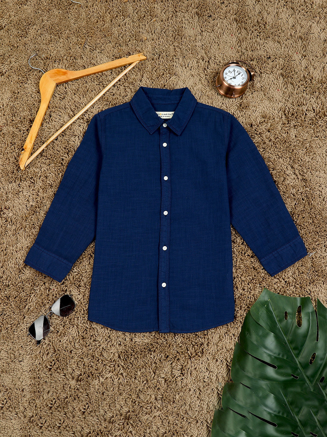 The Lion and The Fish Boys Relaxed Fit Overdyed Full Sleeve Shirt