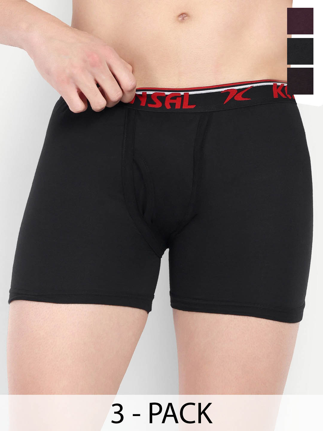 KANSAL Pack Of 3 Breathability Trunks 3-MNF_P3_CBM-BLACK, MAROON, COFFEE