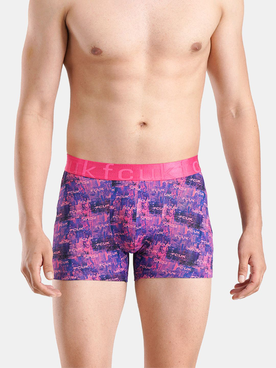 FCUK Men Men Printed Cotton Mid Rise Trunks BREWERHOT PINK AOPL