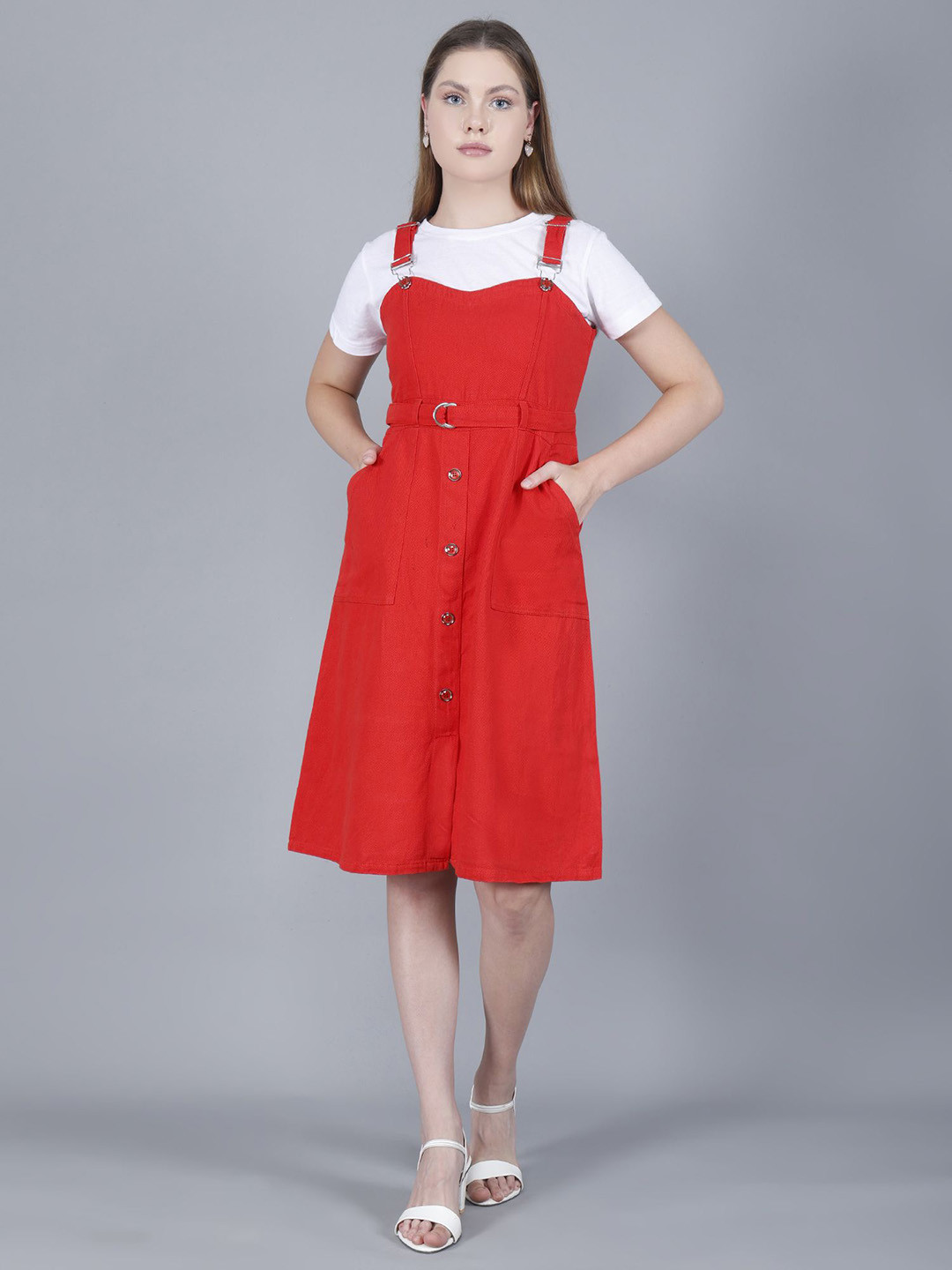 Codaisy Women Solid Pinafore Dress