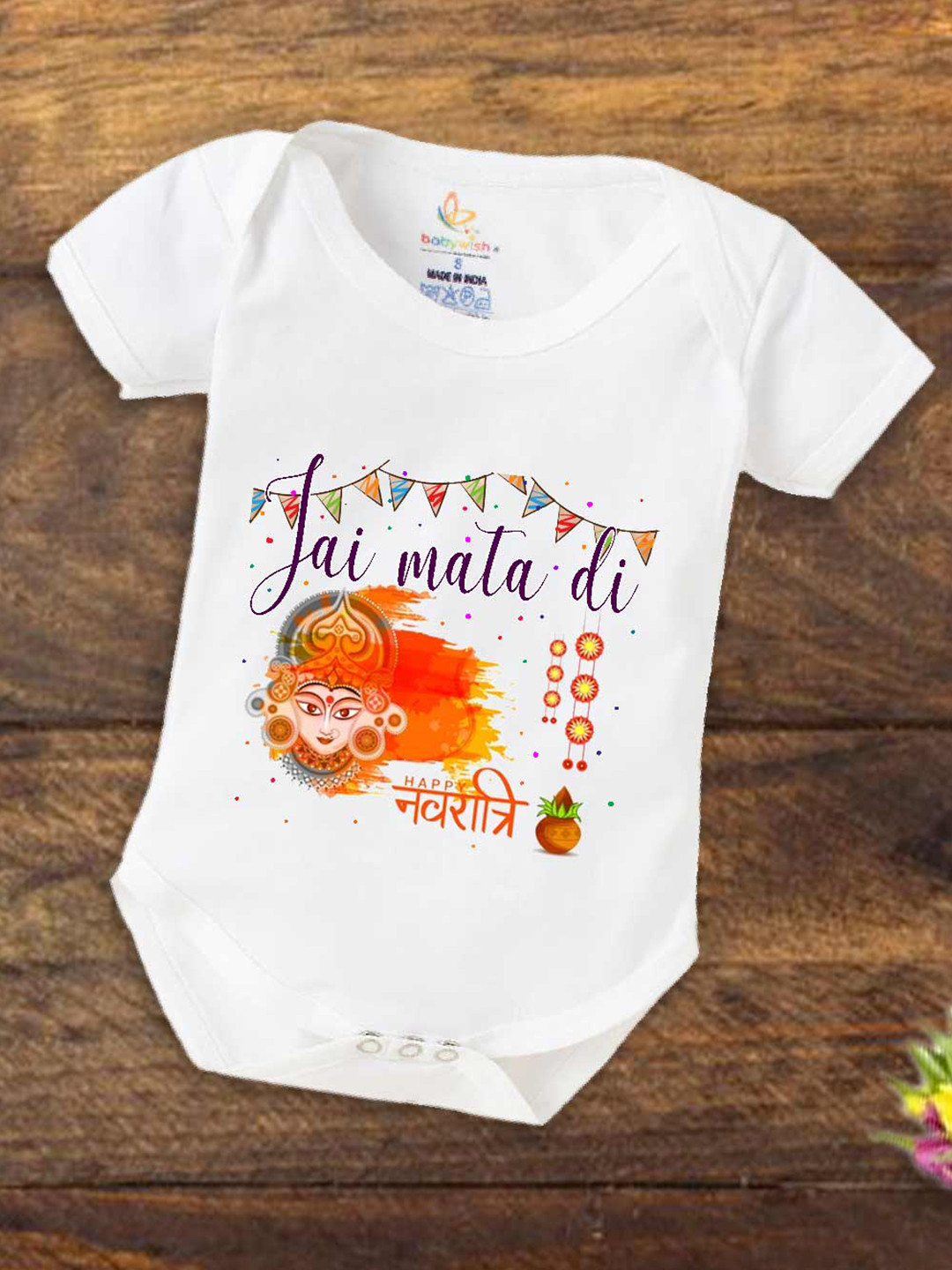 Babywish Unisex Navaratri Special Printed Cotton Bodysuit