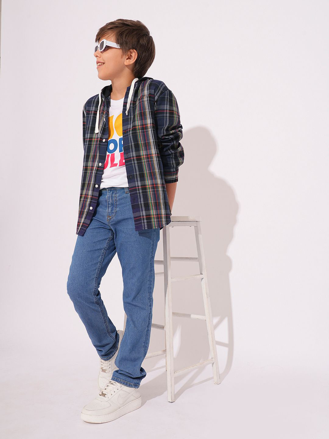 Jack & Jones Junior Boys Hood Tartan Checked Cotton Casual Shirt