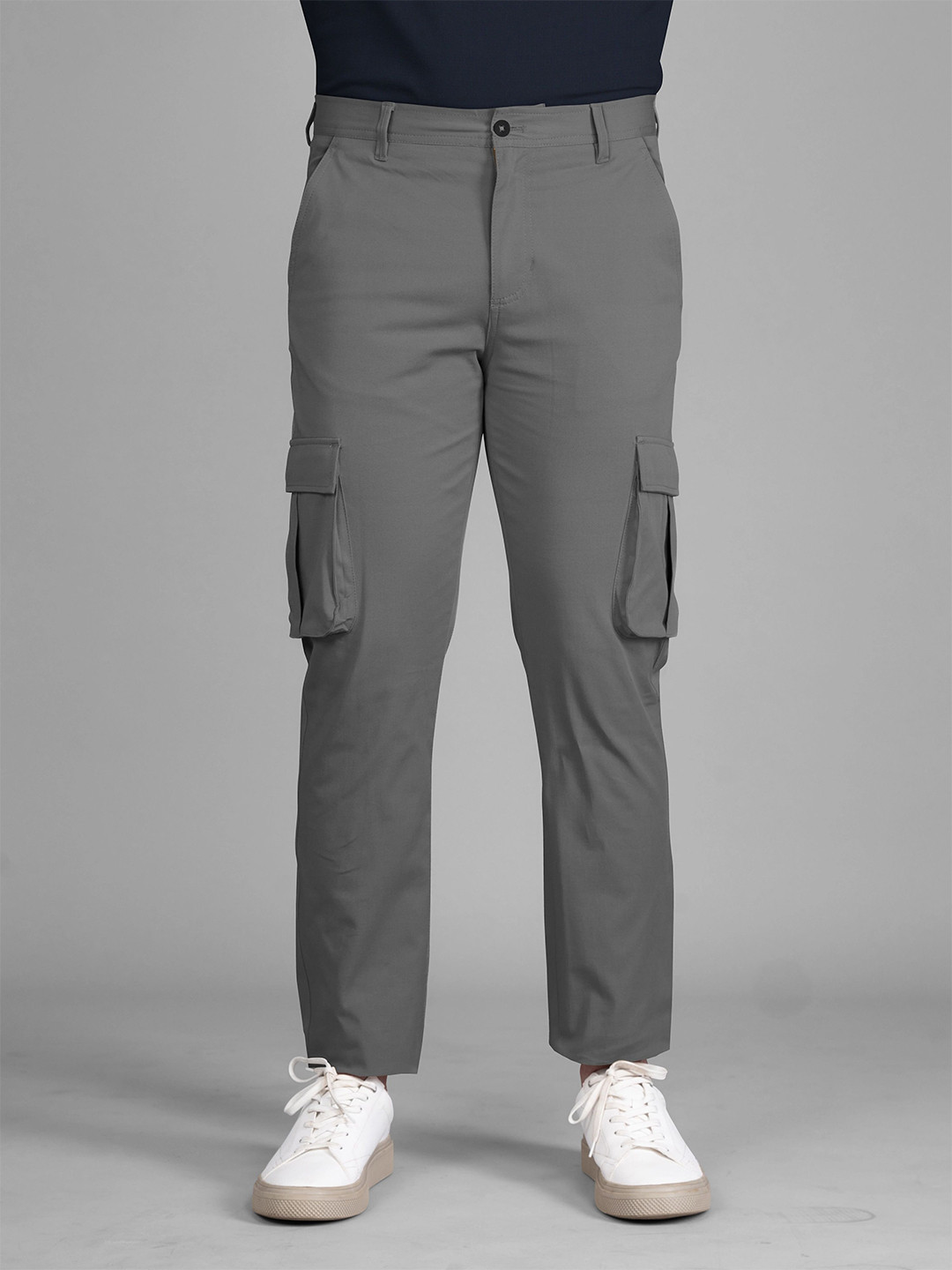 The Pant Project Men Spanish Grey Slim-Fit Stretchable Cotton Cargos