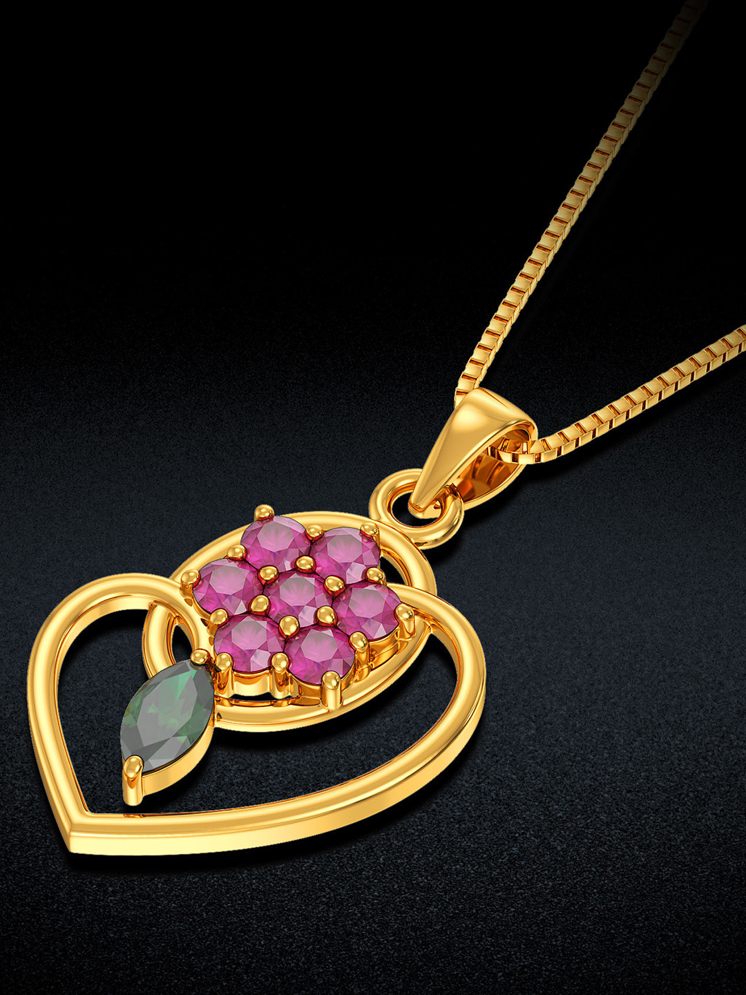 Joyalukkas 22KT Yellow Gold Gemstone Studded Pendant