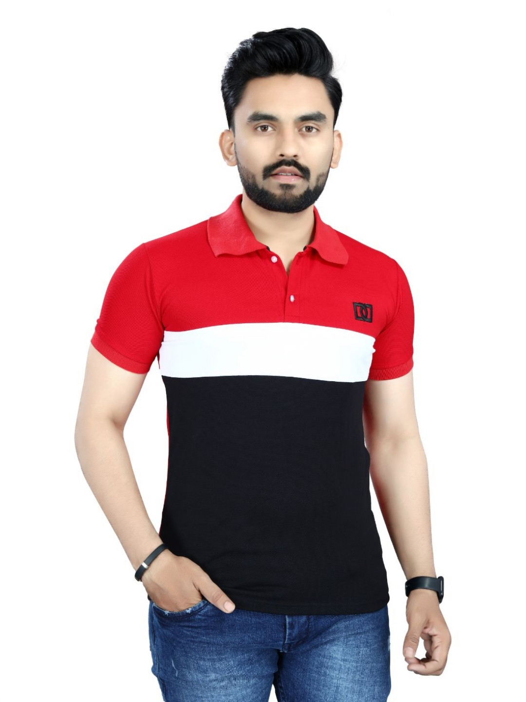 DYRECTDEALS Men Colourblocked Polo Collar T-shirt