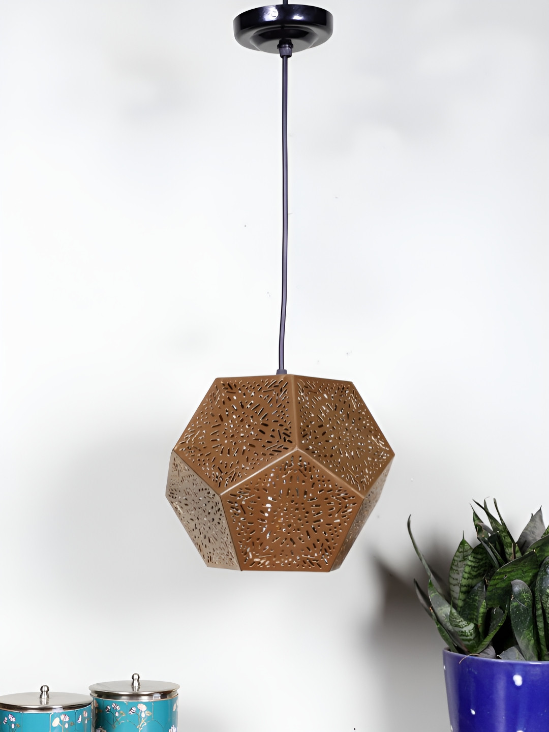 Devansh Gunmetal-Toned Textured Quirky Ceiling Lamp