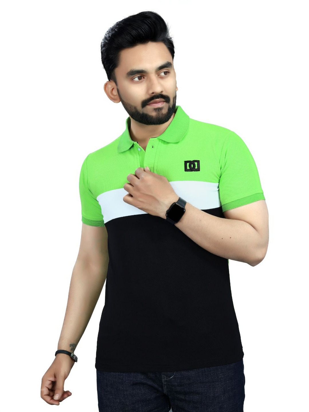 DYRECTDEALS Men Colourblocked Polo Collar T-shirt