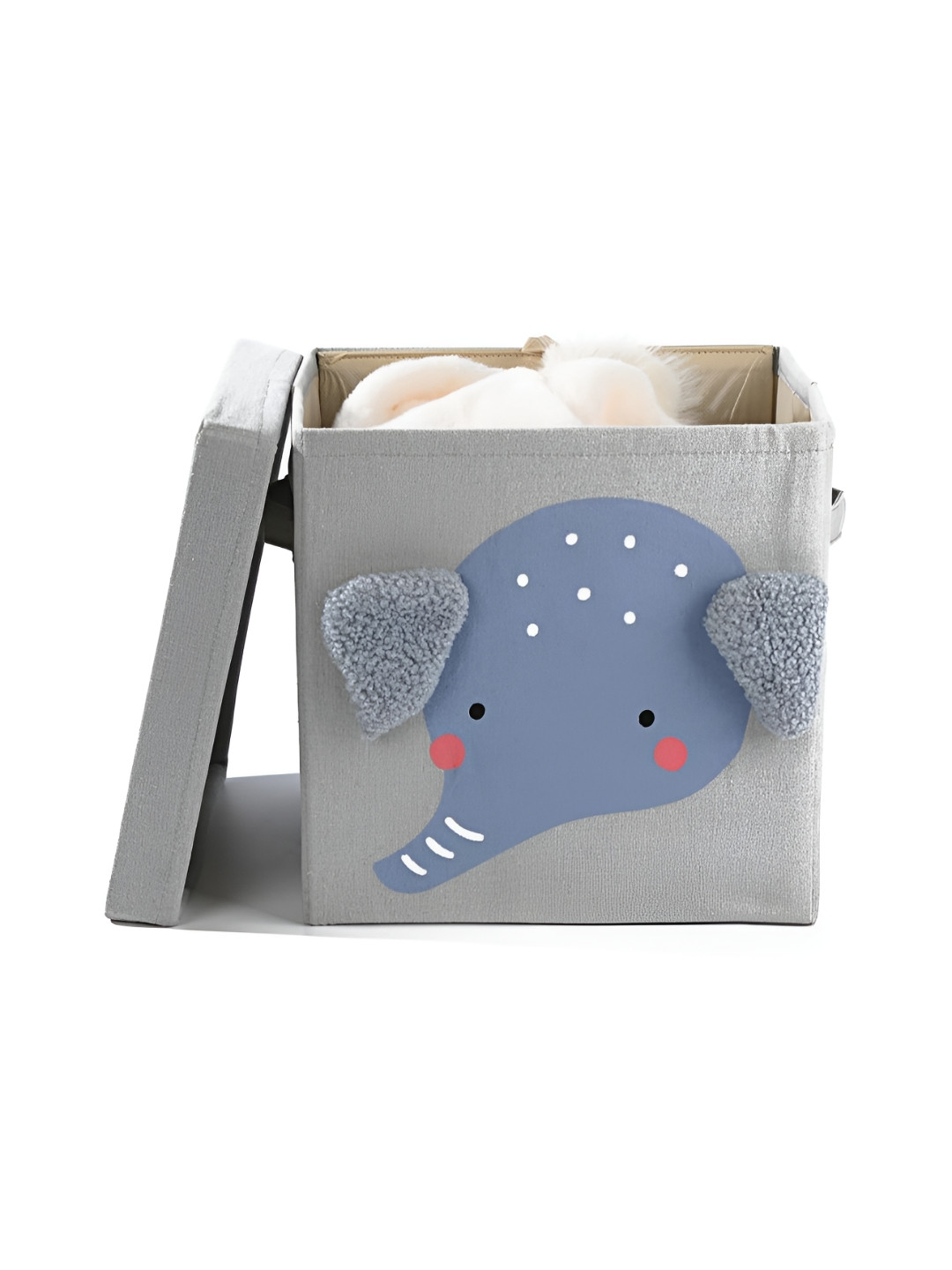 HOUSE OF QUIRK Grey & Blue Self Design Foldable Clothing Storage Box Case With Handle