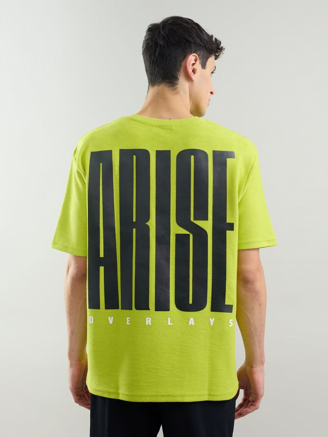 Overlays Men Typography Printed Round Neck Cotton Relaxed Fit T-shirt