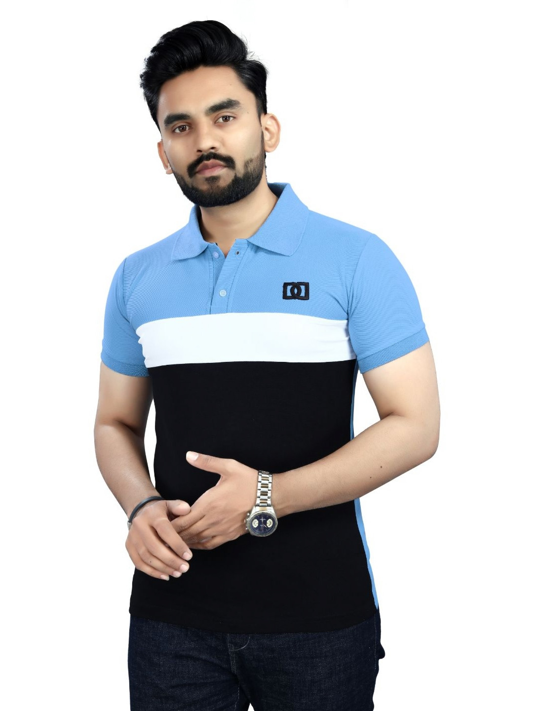 DYRECTDEALS Men Colourblocked Polo Collar T-shirt