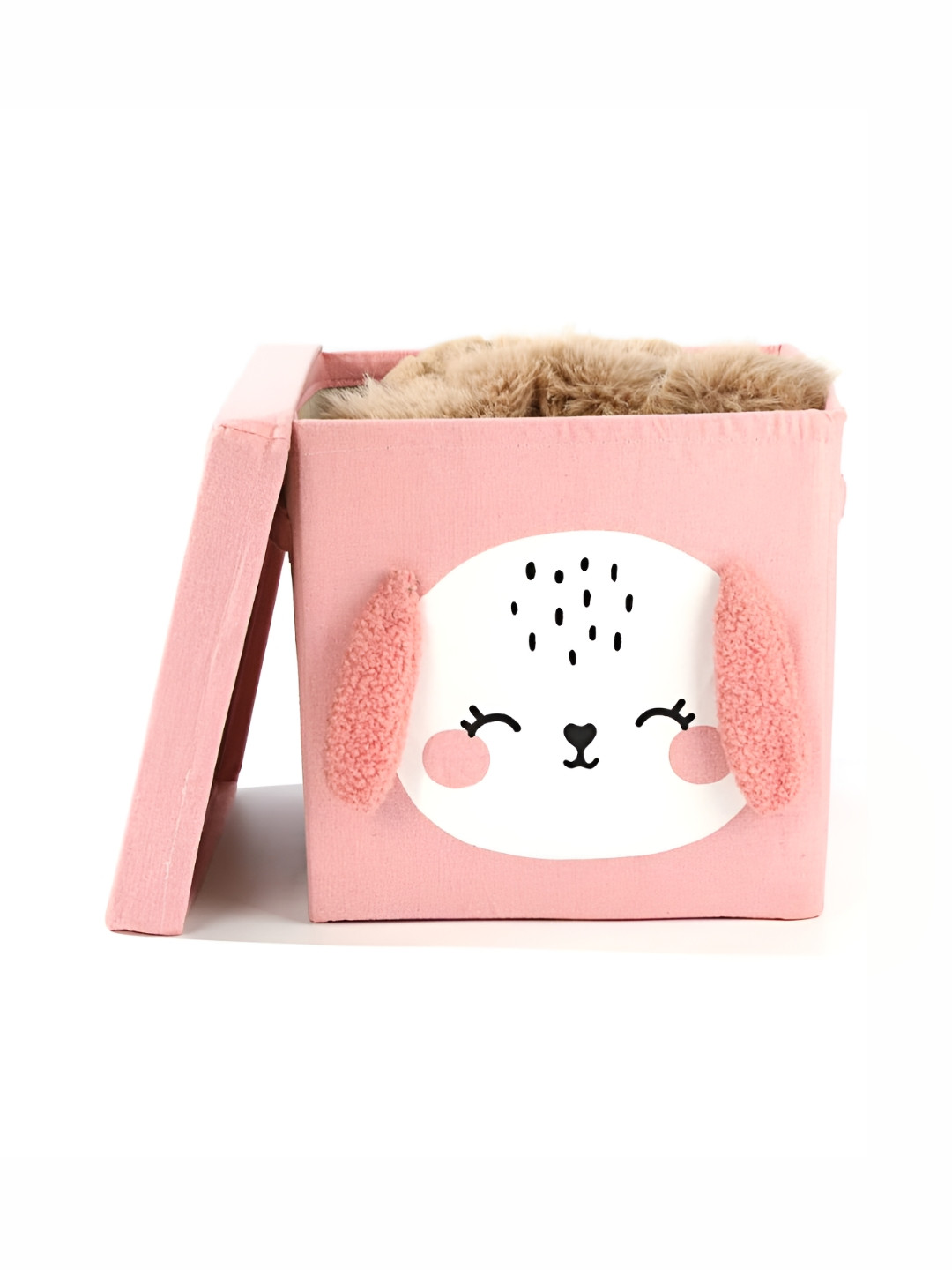 HOUSE OF QUIRK Pink & White Self Design Foldable Clothing Storage Box Case With Handle