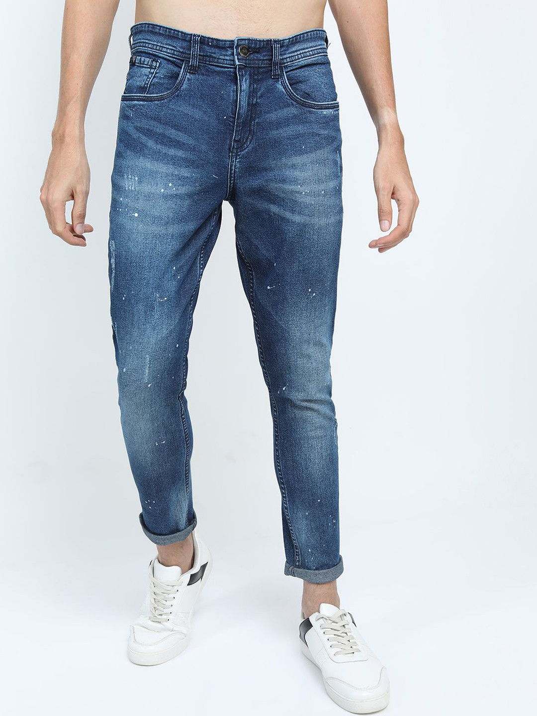 LOCOMOTIVE Men Low Distress Tapered Fit Light Fade Stretchable Jeans