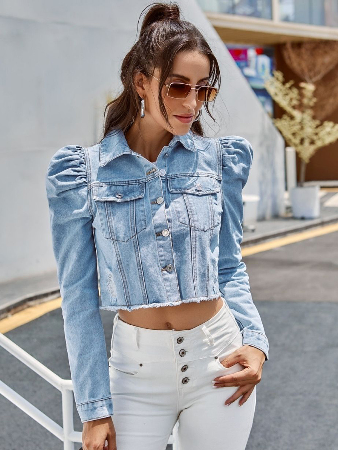 KPOP Women Crop Biker Jacket