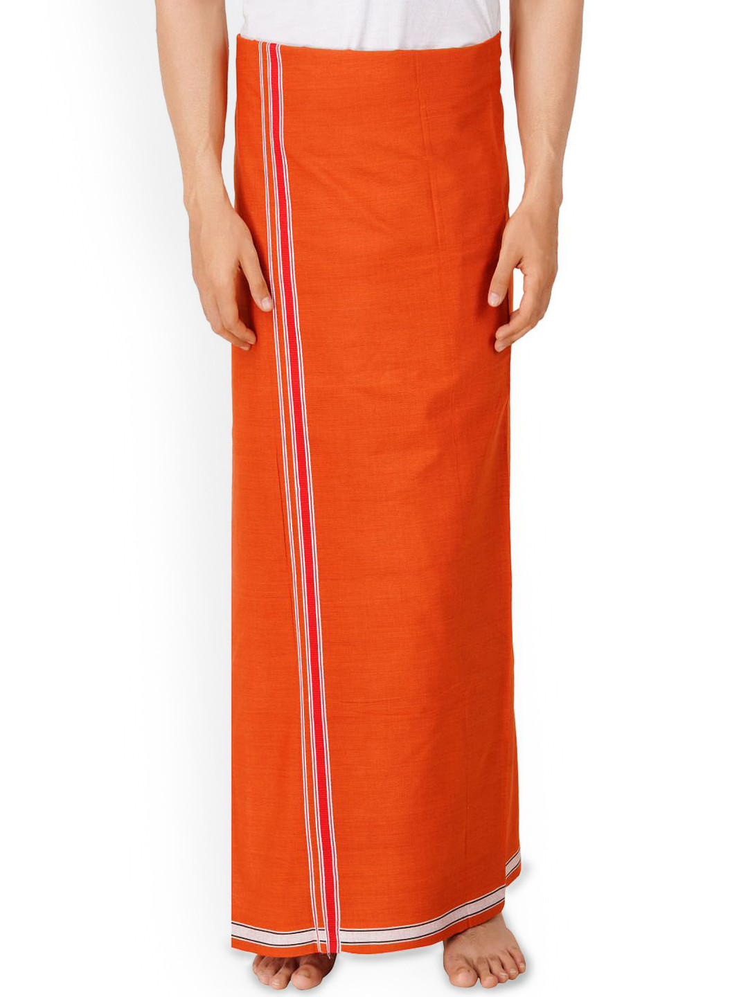 Ethazh Mens Religious Cotton Color Dhoti With Matching Dark Border