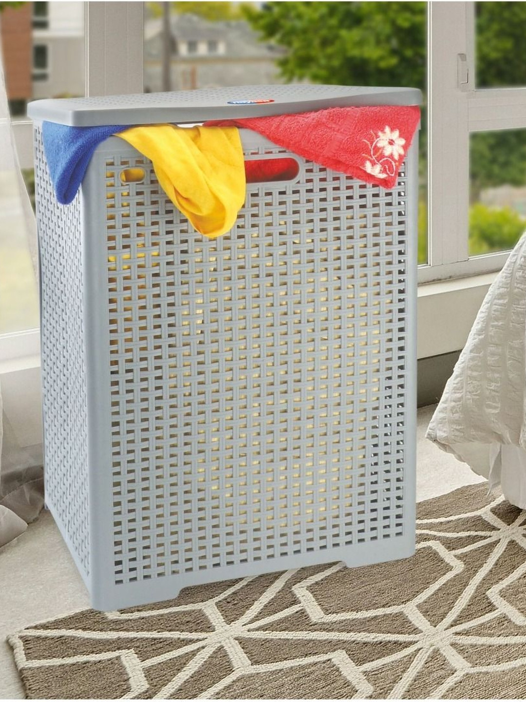 Nayasa Sweety Grey Foldable Laundry Basket With Lid