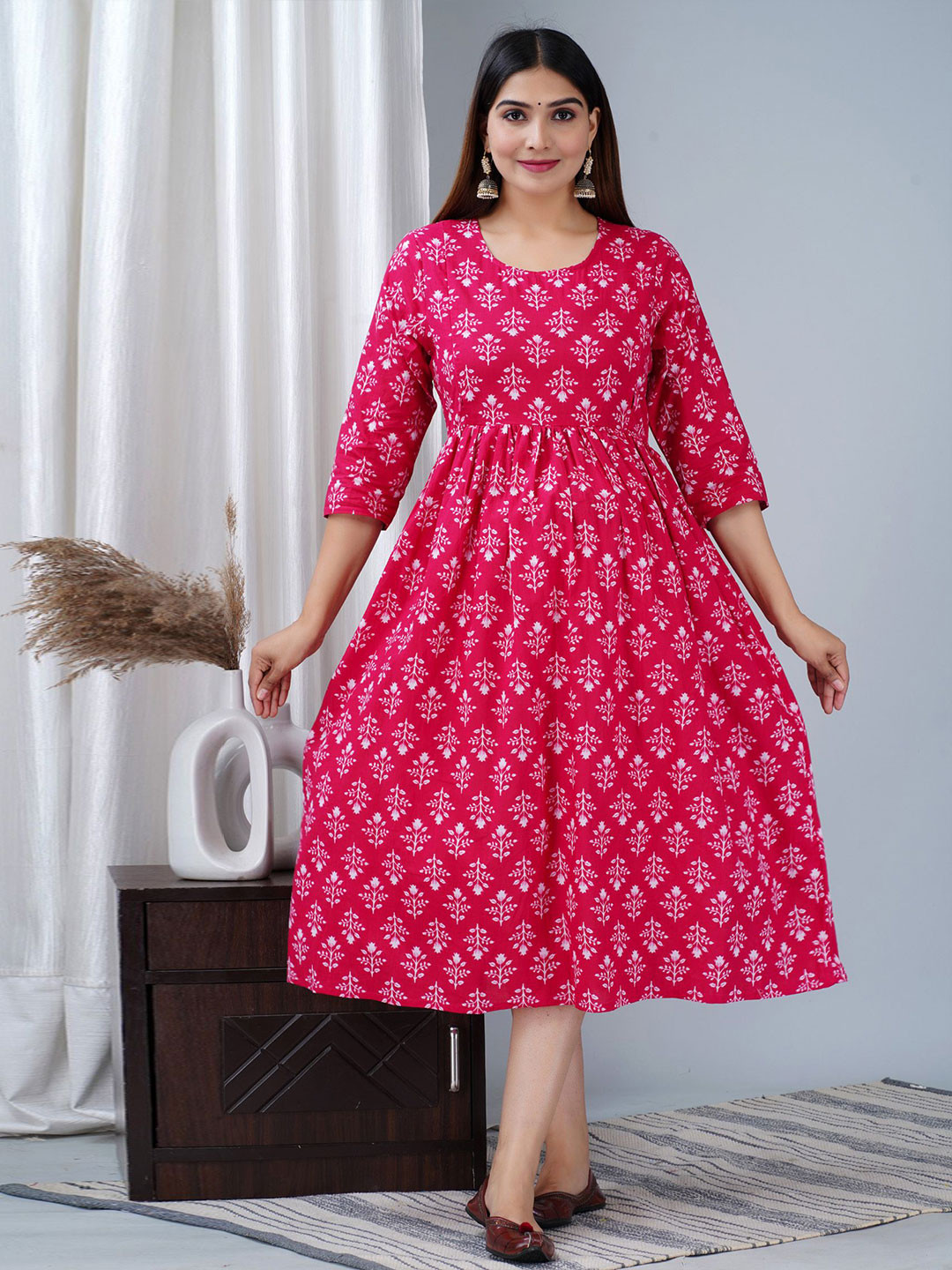 TANISHA Floral Printed Maternity Fit & Flare Dress