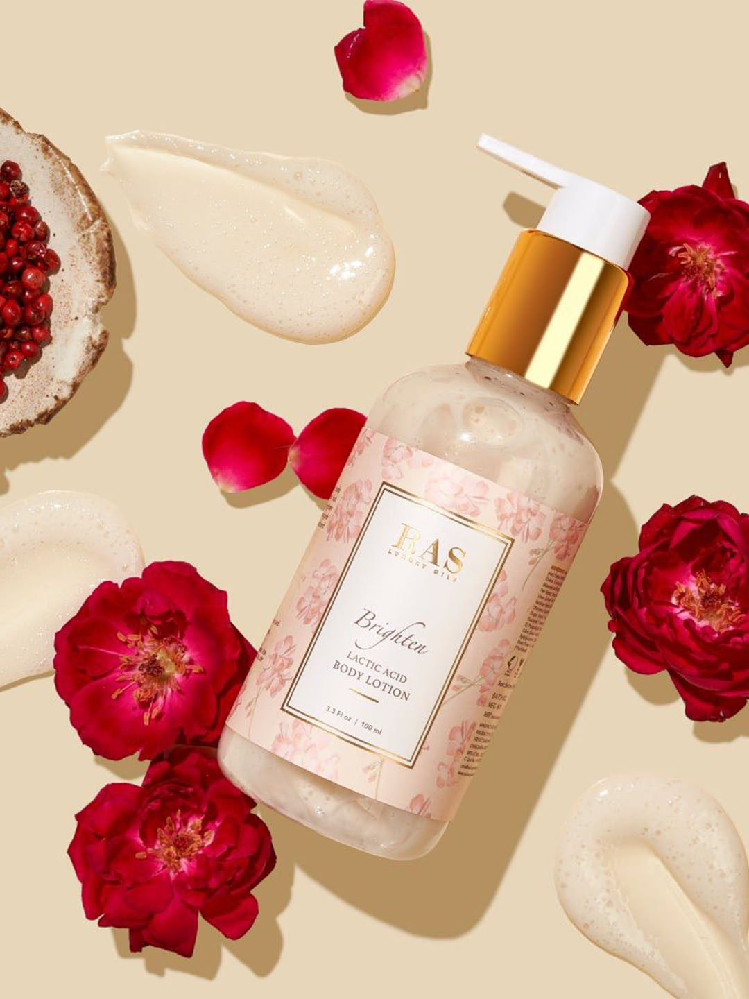 RAS LUXURY OILS Brighten Lactic Acid Body Lotion Deeply Hydrate & Even Skin Tone-100ml