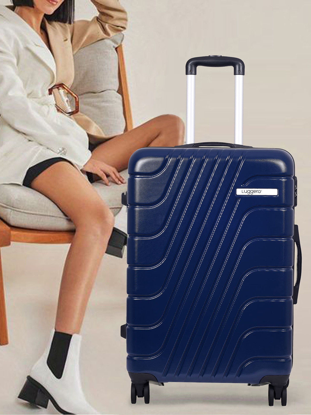 Luggero Hard Sided Medium Trolley Suitcase