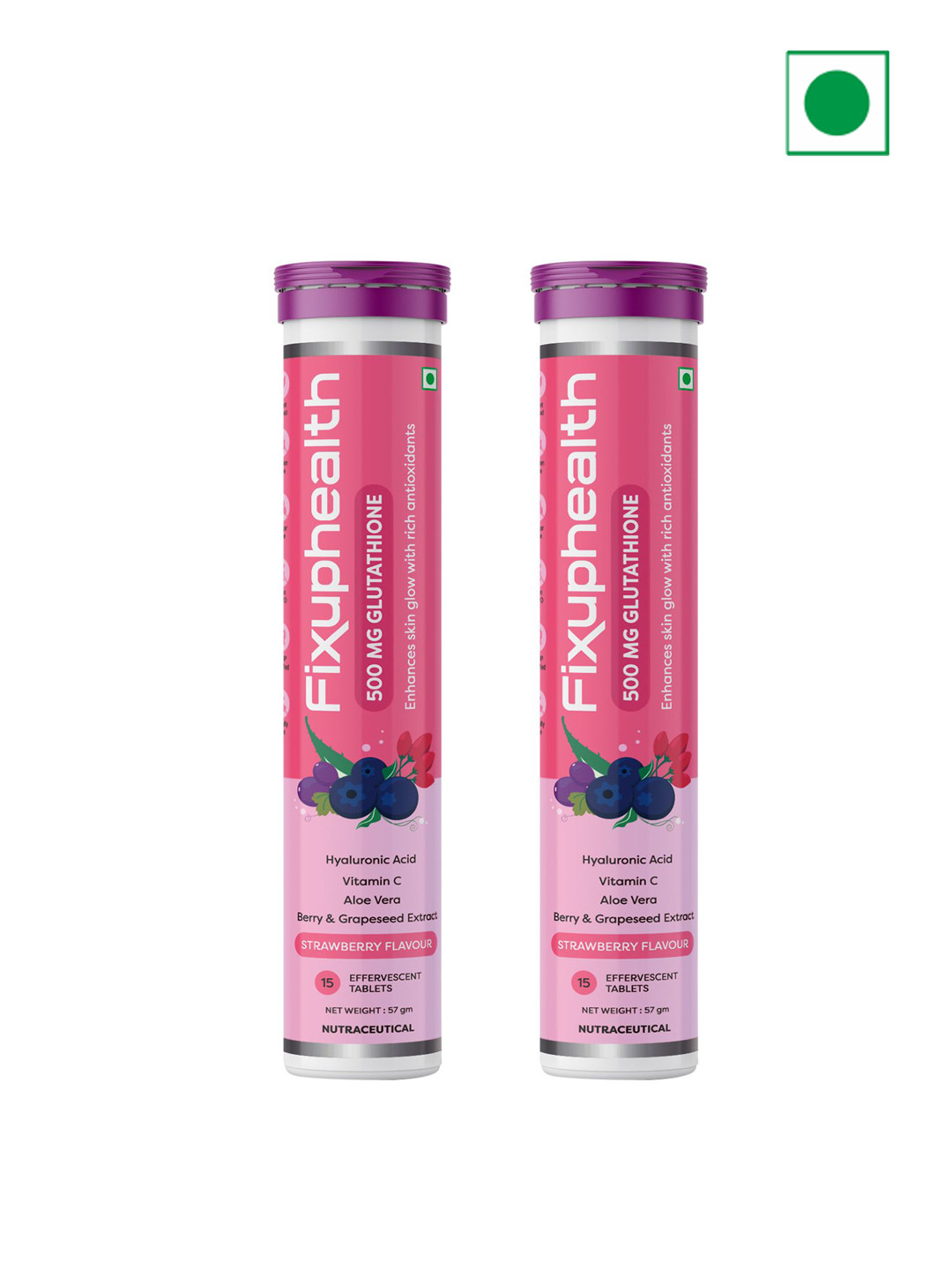 Fixuphealth Set Of 2 Glutathione Vit-C AloeVera Berry& Grapeseed Tablet- 15 Tabs Each