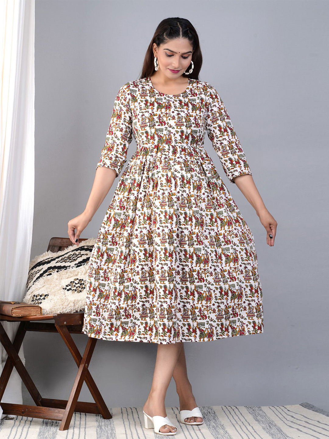 TANISHA Floral Women's Rayon Printed A-lined Flared Maternity Dress