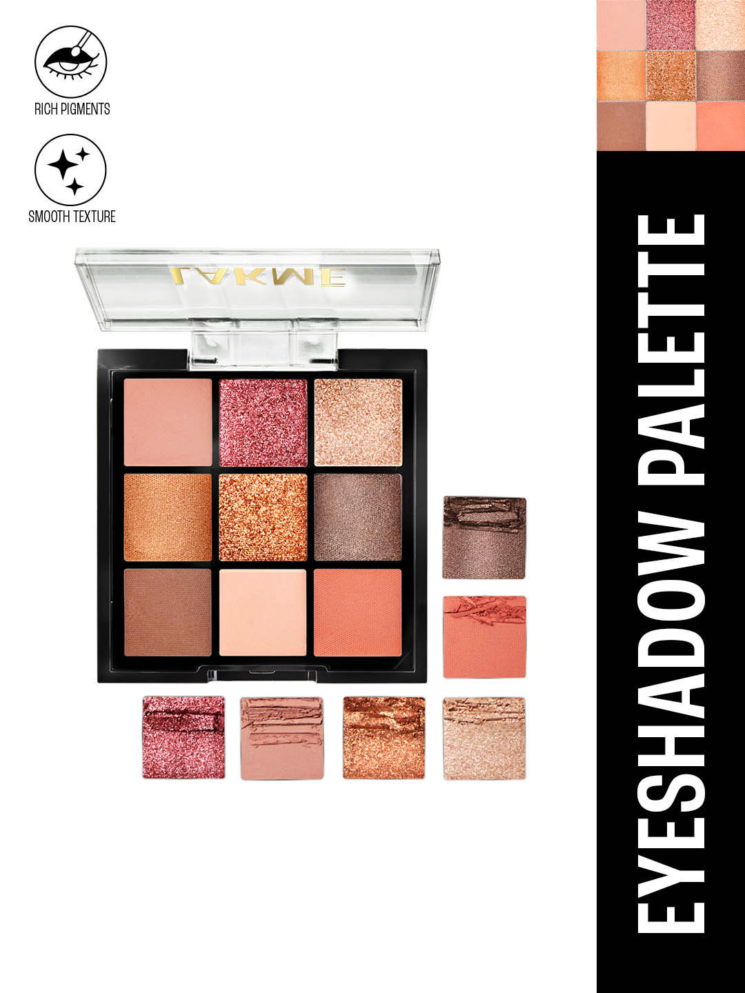 Lakme Ultimate Glam Eyeshadow Palette With 9 blendable shades  11.7g - Sunkissed